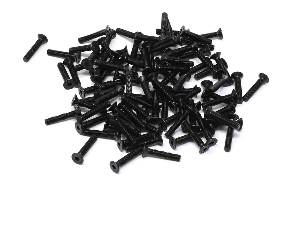 iexcell 100 Pcs M3 x 16mm Thread Pitch 0.5 mm Alloy Steel 12.9 Grade Hex Socket Flat Head Cap Screws Bolts Kit, Black Oxide Finish