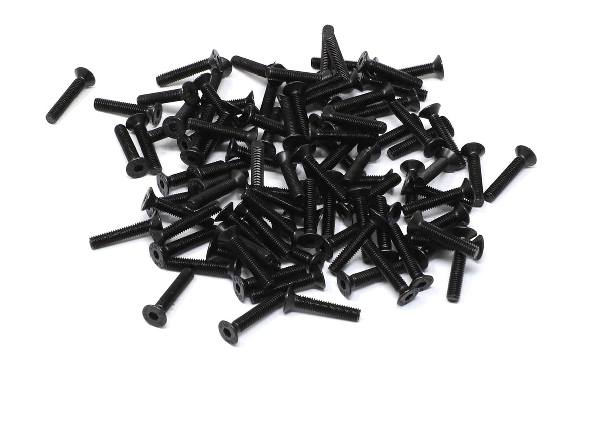 iexcell 100 Pcs M3 x 16mm Thread Pitch 0.5 mm Alloy Steel 12.9 Grade Hex Socket Flat Head Cap Screws Bolts Kit, Black Oxide Finish