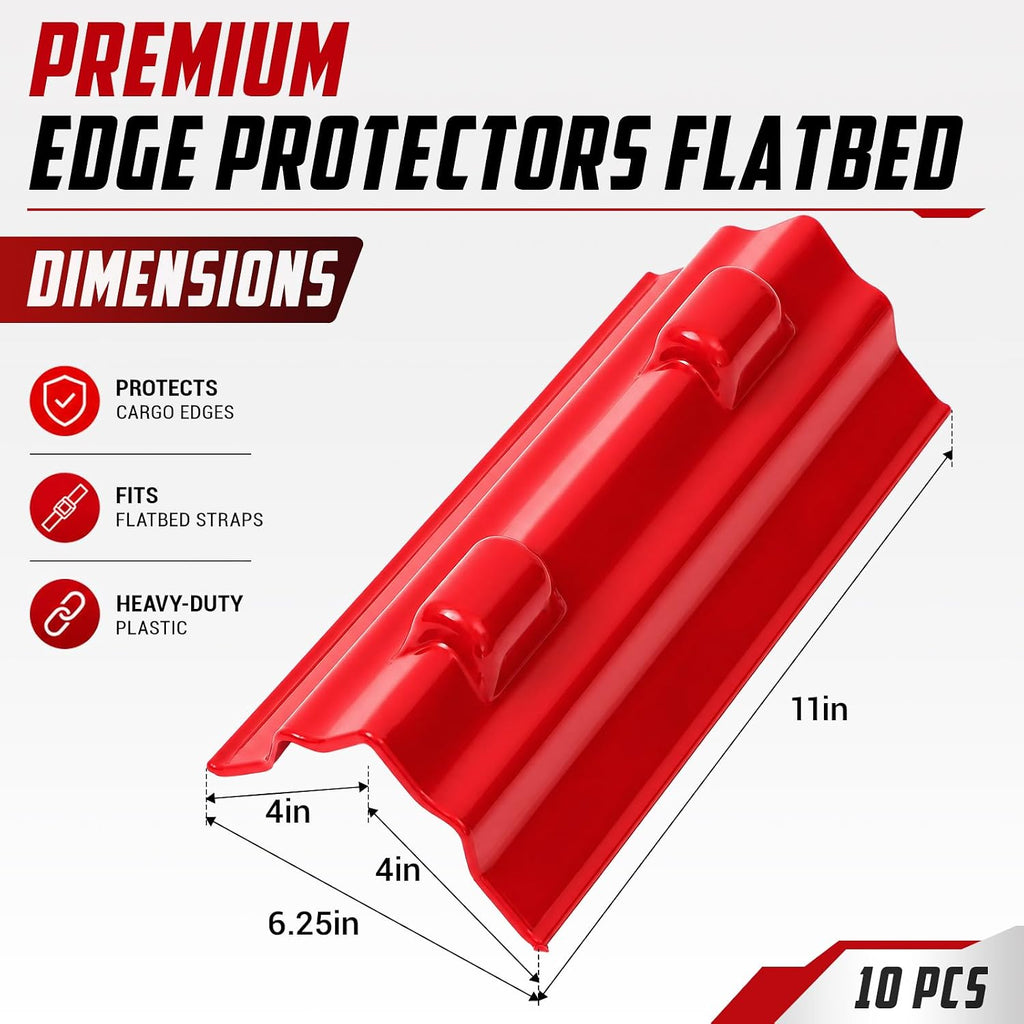 Klyyo 10 Pcs Red Corner Protectors Truck Load 4x4x11 In, Flat Style