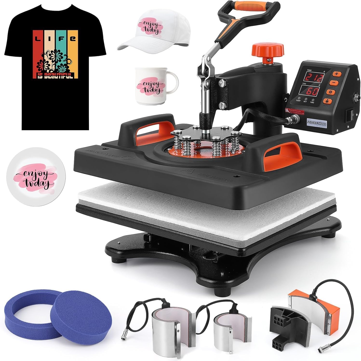 Heat Press Machine 12 X 15 inch, 6 in 1 Shirt Printing Heat Transfer Machine 360° Swing Away, Digital