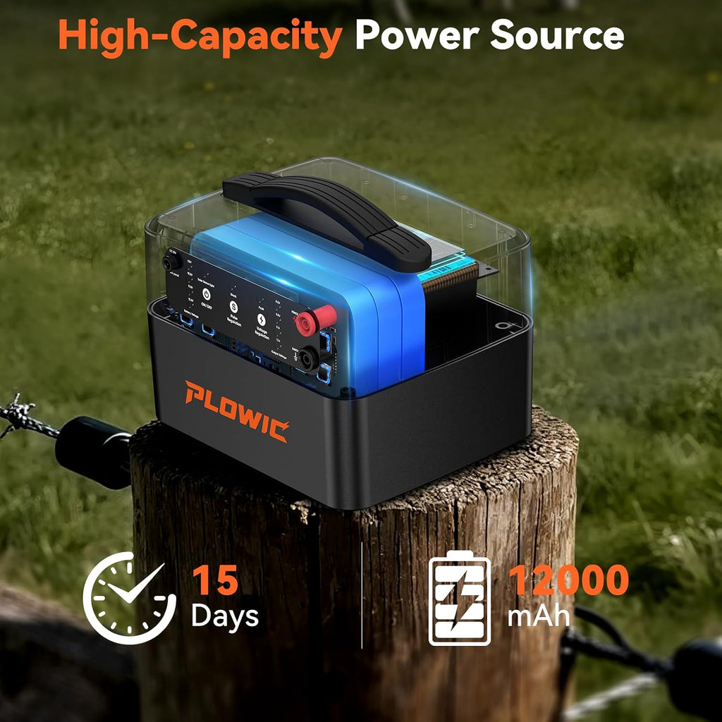 Solar Electric Fence Charger for Livestock: 30 Miles Solar Fence Charger, 12KV 1.5J Output Electric Fence Energizer