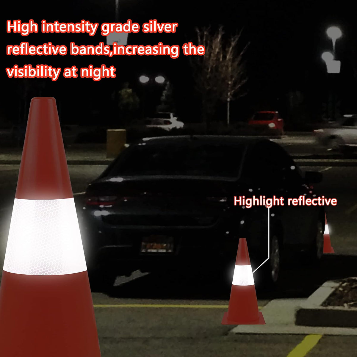 12 inch Traffic Safety Cones with Reflective Collars,[4 Pack]Orange Soccer Training Cones| Parking Cones|