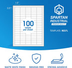 1.5" X 0.5" Matte White Return Address Labels (30 Sheets, 3000 Stickers)