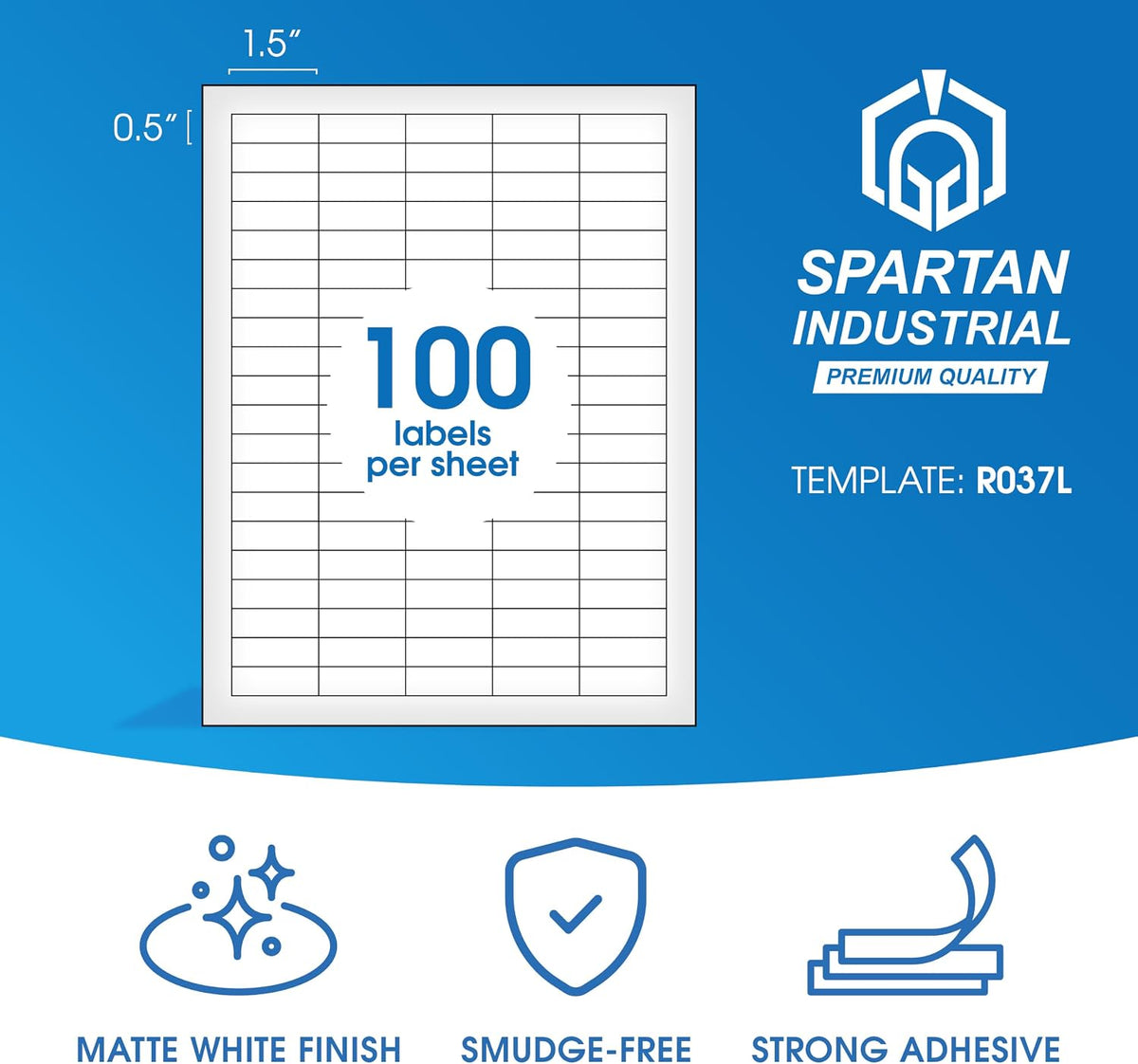 1.5" X 0.5" Matte White Return Address Labels (30 Sheets, 3000 Stickers)