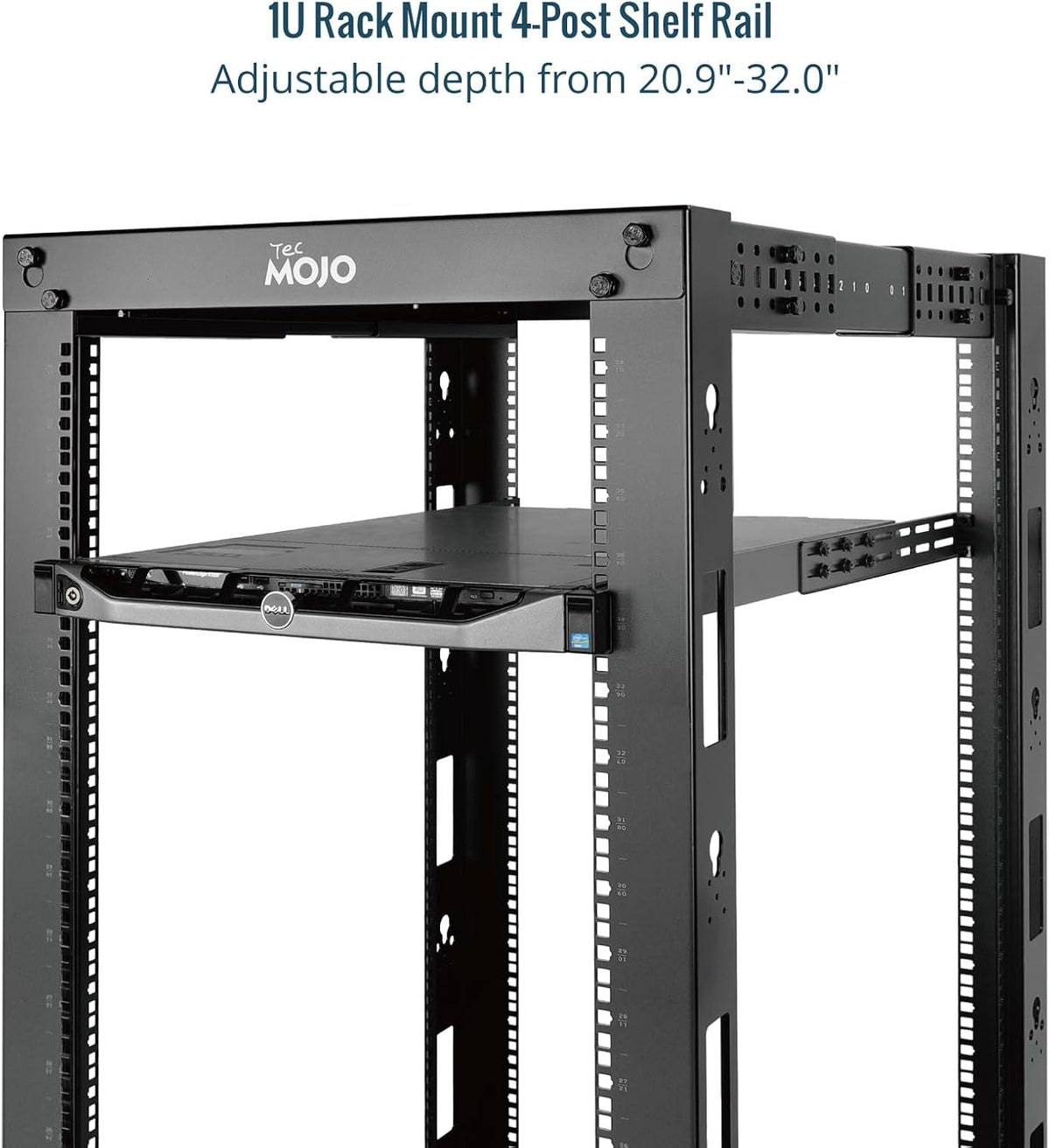 Tecmojo 1U Universal Rack Mount Rails,4-Post Server Rack Shelf Rail with 20.9"-32" Adjustable Depth Fit for Non-Rack Mountable Server/Networking/AV/IT Equipment