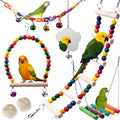 Bird Toys for Parakeets 7Pcs, Wood Parrots Budgie Cage Accessories, Bird Perch Swings for Small Conure Cockatiel