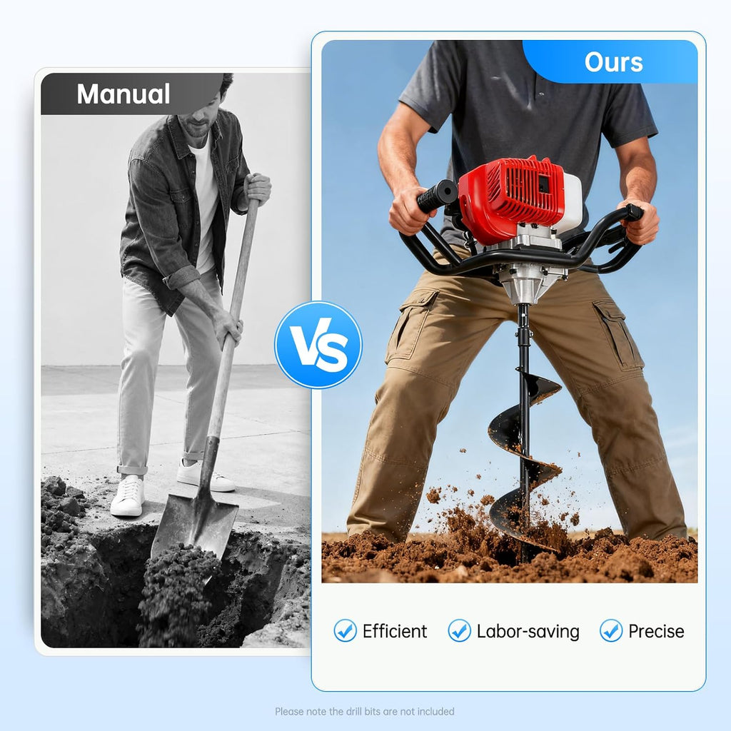 Auger Post Hole Digger, Gas Powered Earth Post Hole Digger Post Holes Earth Digger Petrol Drill Borer Bulb Planting