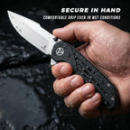 EDC Folding Pocket Knife with G10 Handle and 1.4116 Steel | 3.15" Stonewashed Blade, Lightweight Design for Work and