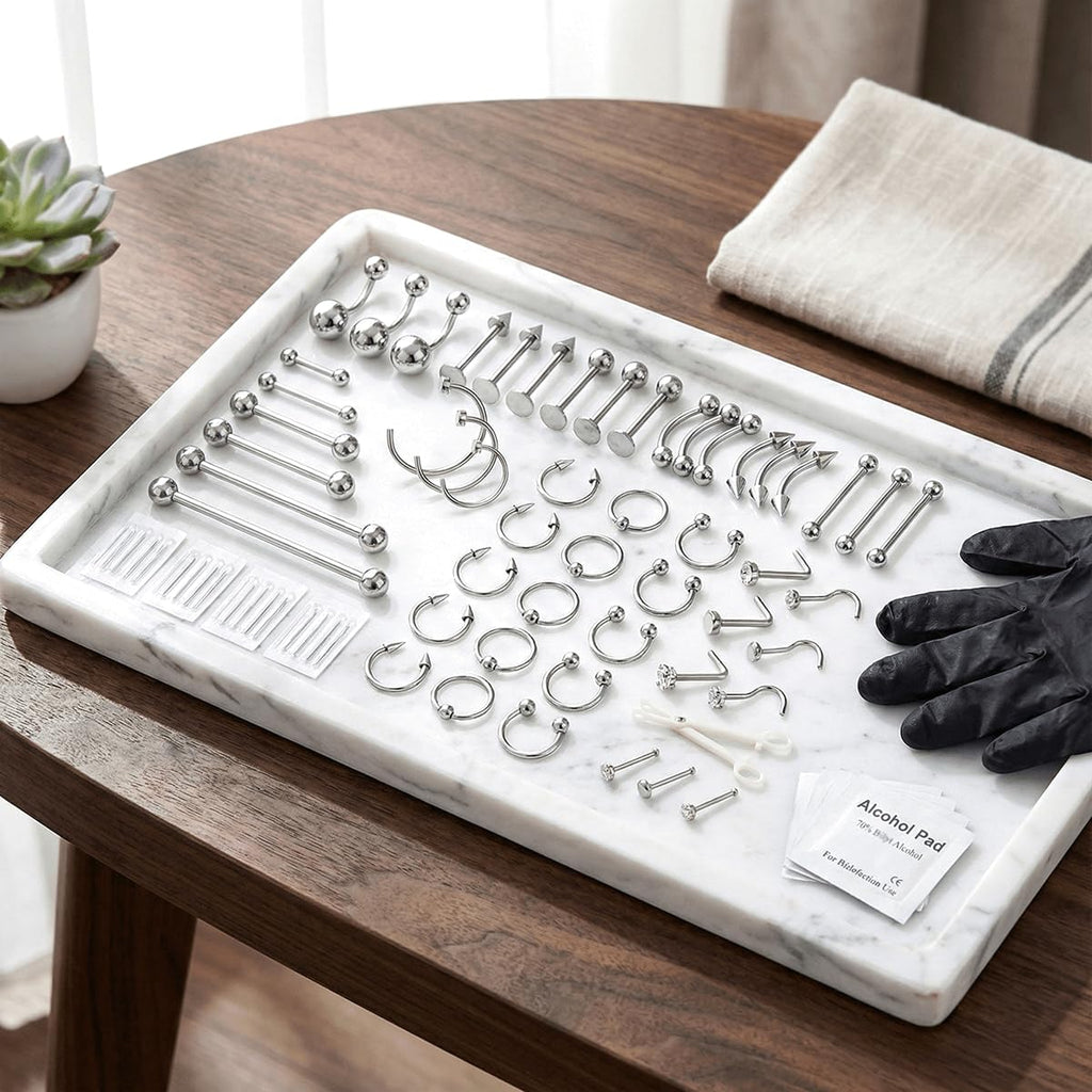 80PCS Nose Piercing Kit: Stainless Steel Body Piercing Jewelry with 12G, 14G, 16G, 20G Needles for Ear, Nose, Lip