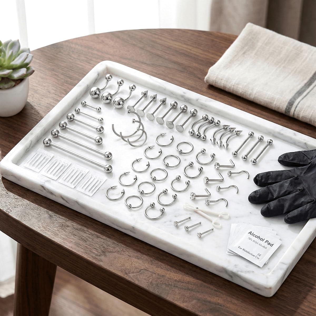 80PCS Nose Piercing Kit: Stainless Steel Body Piercing Jewelry with 12G, 14G, 16G, 20G Needles for Ear, Nose, Lip