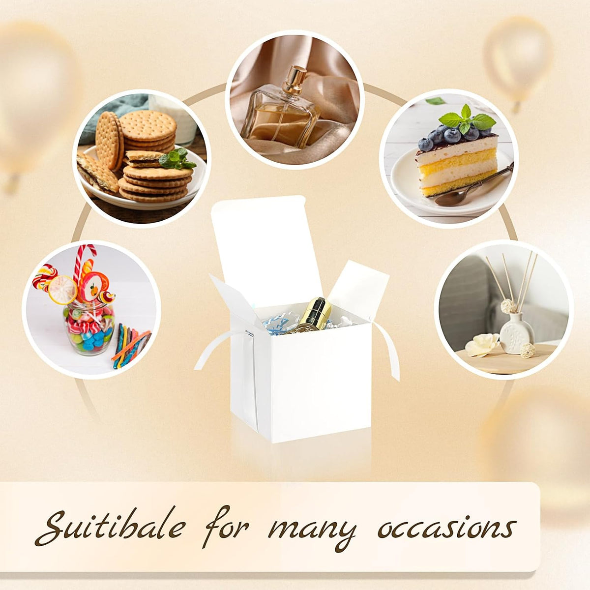 48 Pcs Wedding Gift Boxes with Lids Ribbon,White,2 Inch