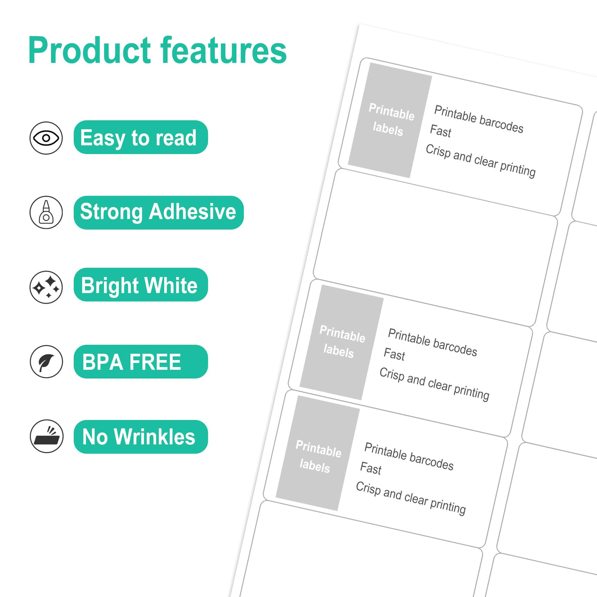 2"x4" Printable White Label Stickers 500 Labels 50 Sheets