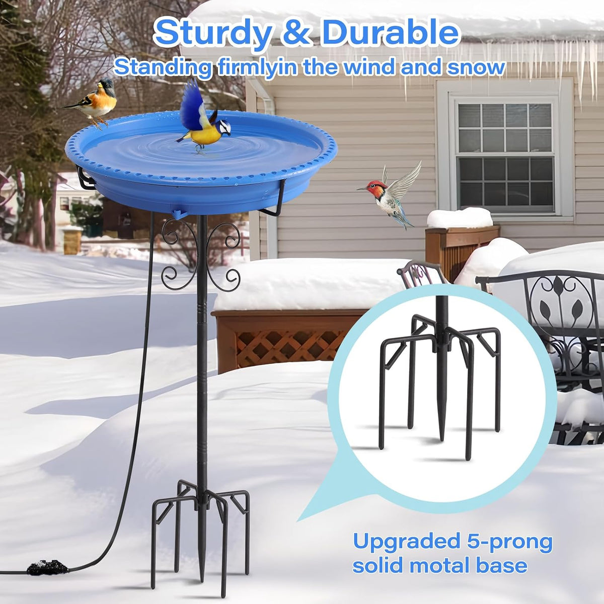 Heated Bird Baths for Outdoors,100W Bird Bath Water Heater Bird Bath Deicer,Heated Bird Bath Thermostat Control