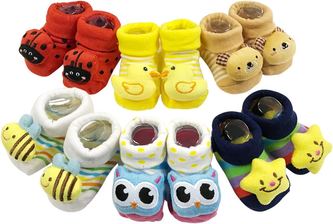 Adorable Baby 6 Pair Non-Skid Bootie Socks