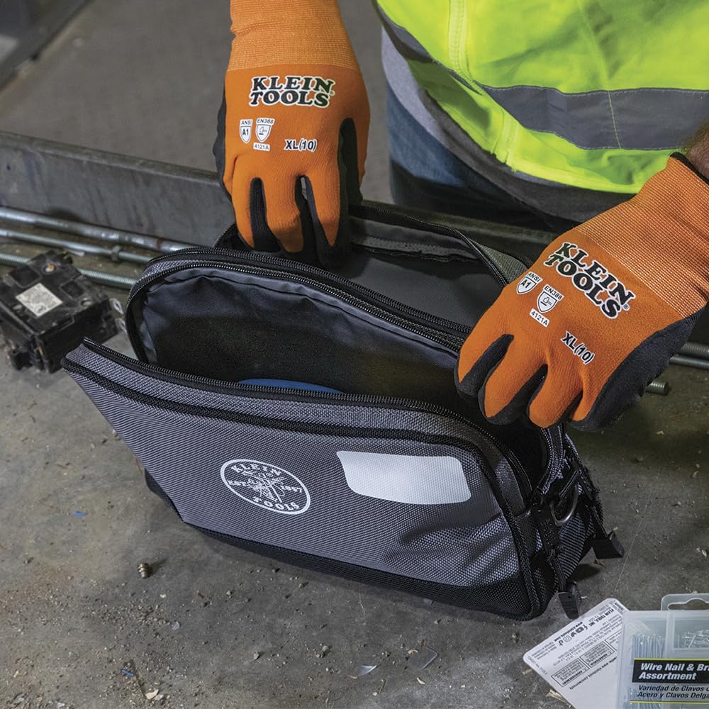 Klein Tools Tool Pouch, Dual Compartments, Heavy-Duty Tool Bag Organizer, Multipurpose Bag