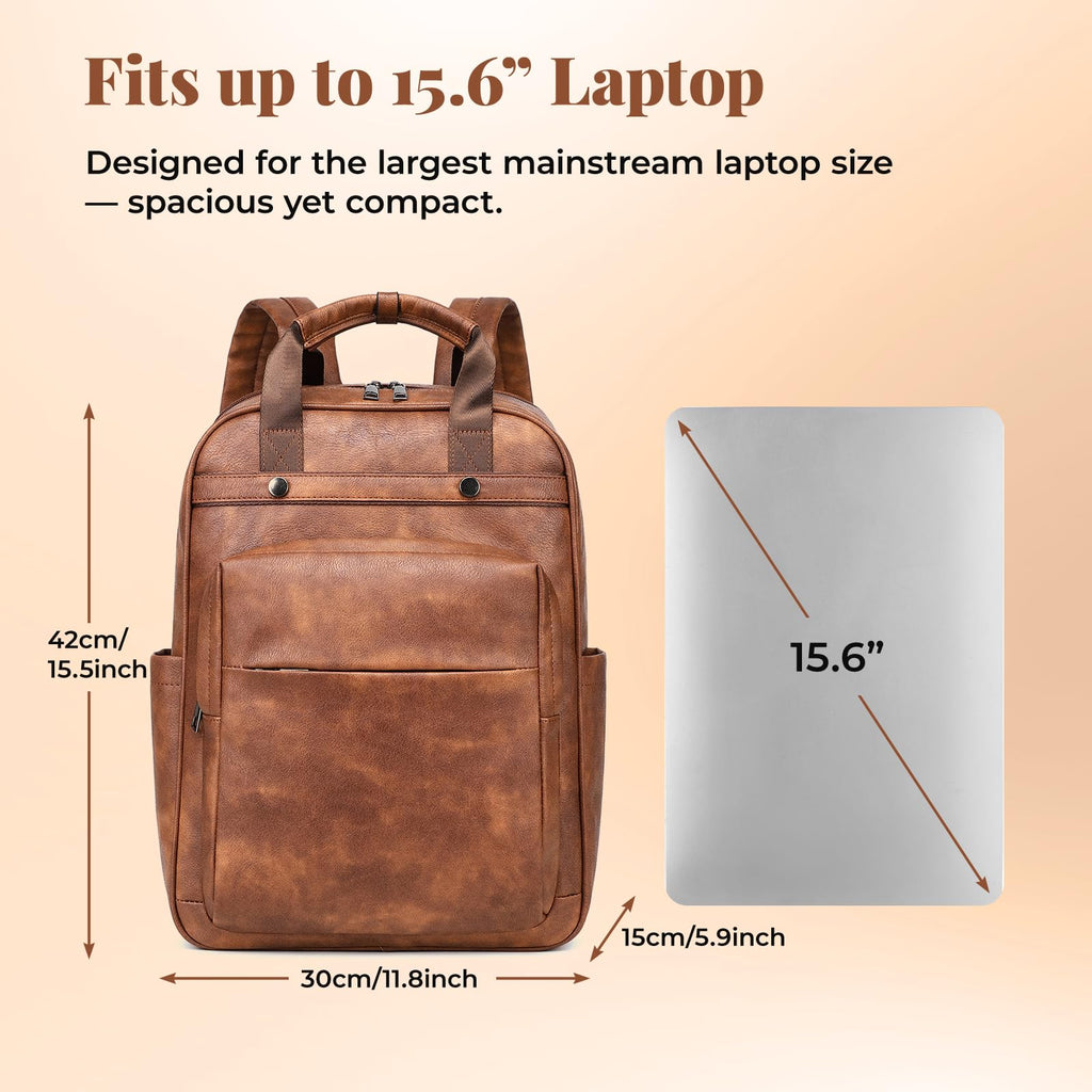 PU Leather Backpack for Women | 17 Inch Laptop Backpack