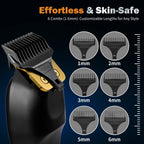 Beard Trimmer for Men, Cordless Hair Clippers for Men with 6 Guards