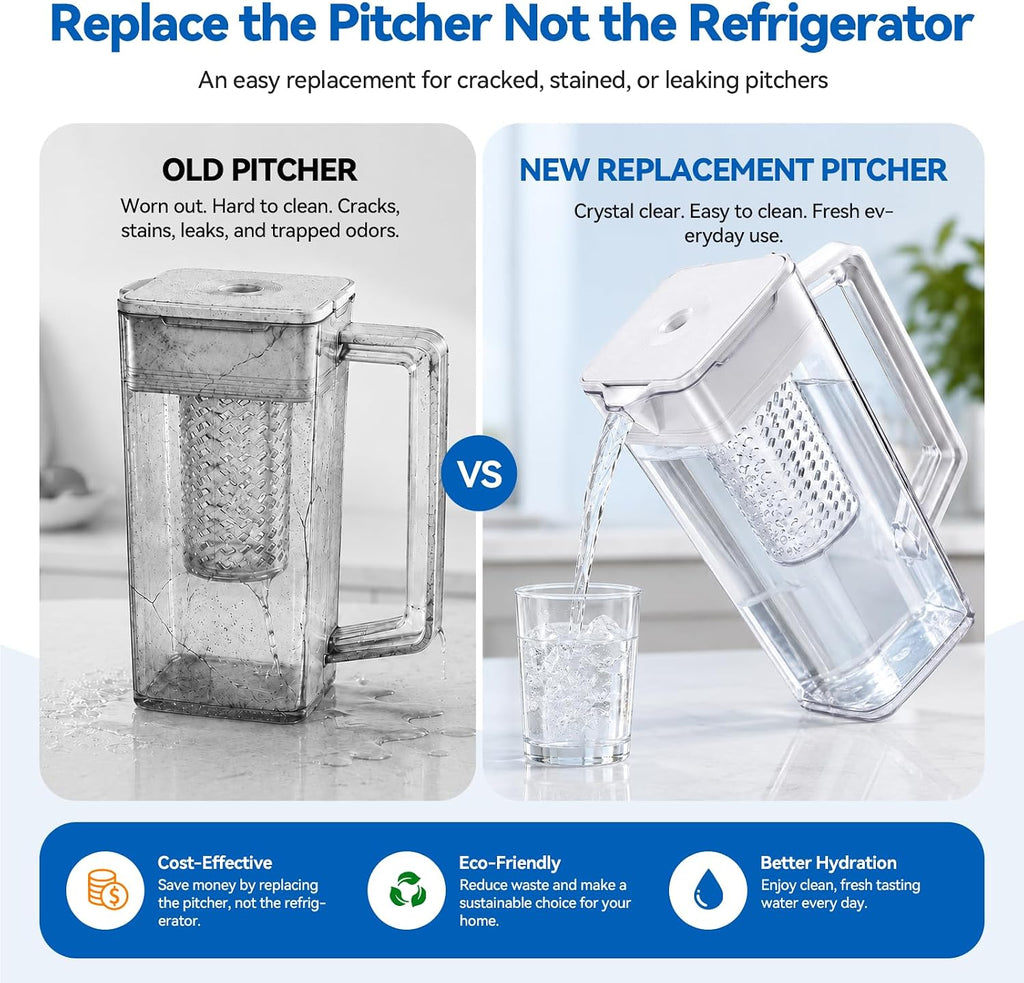 DA97-21261E Refrigerator Water Pitcher Compatible with samsung RF29A9671SR, RF29A9071SR, etc Series Refrigerator Water Pitcher Assembly, No Leak, Includes 2 Extra Sealing Rings，(Replace: DA97-21261B)