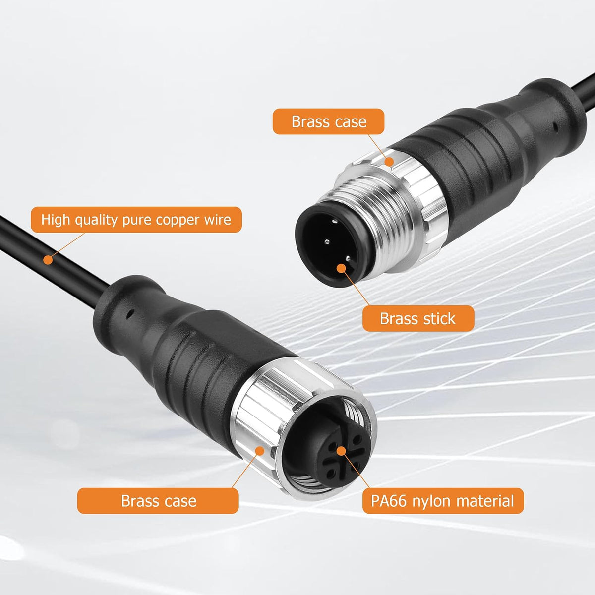 YACSEJAO M12 Connector Aviation Sensor Cable, 25CM/0.8FT, 4 Pin