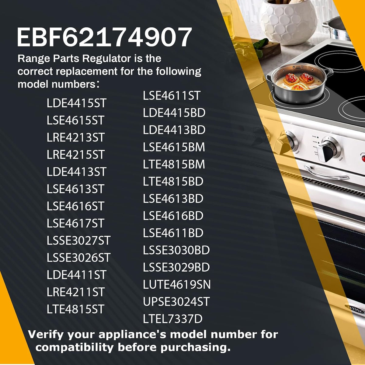 EBF62174907 EBF62174904 EBF62174902 Infinite Switch Compatible with Range Surface Element Control, EBF62174904 Infinite Switch Replaces for PER001-225 D, for Stove Replacement Parts