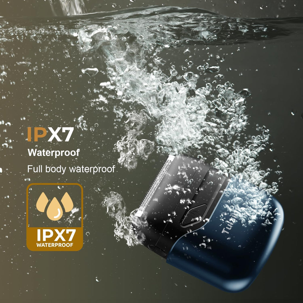 Electric Foil Shaver: 3D Blades & IPX7 Waterproof, Light Blue
