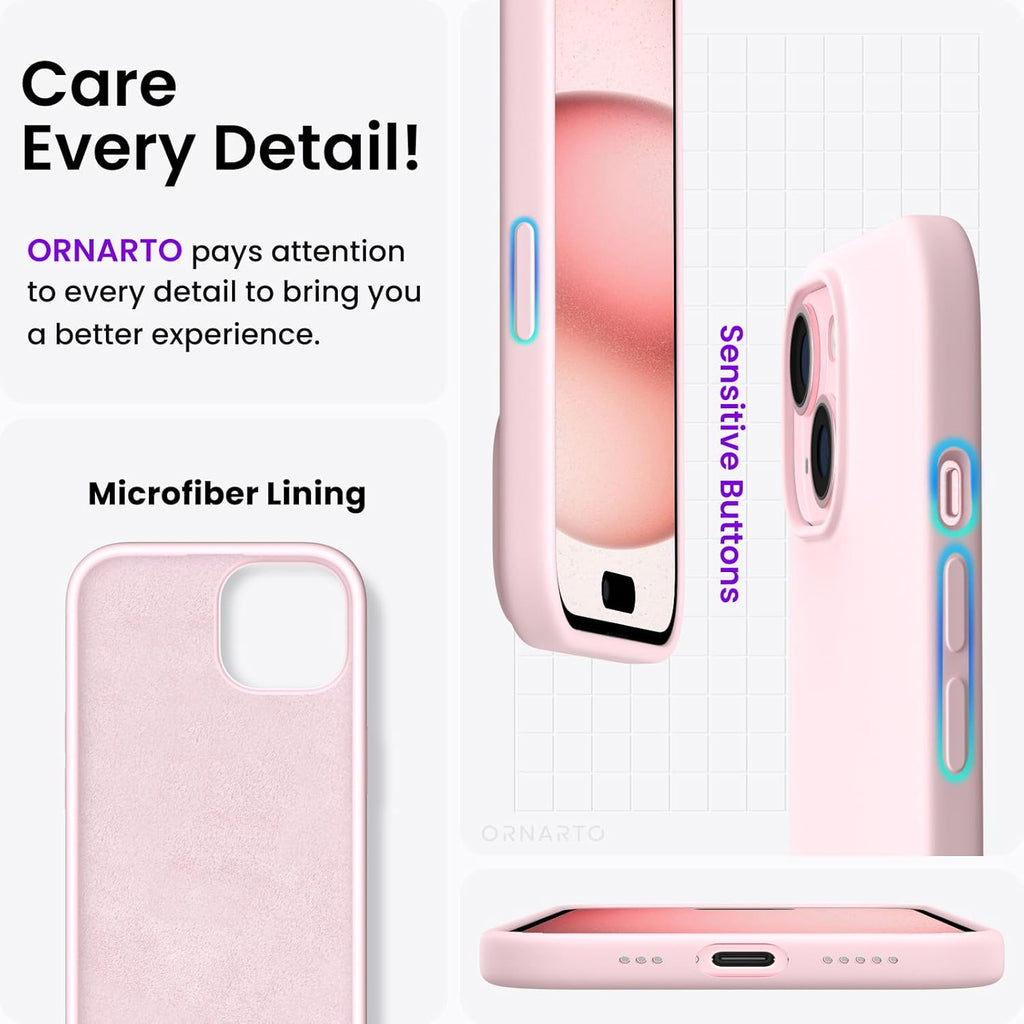 Compatible with iPhone 15 Case 6.1, Slim Liquid Silicone 3 Layers Full Covered Soft Gel Rubber Phone Case
