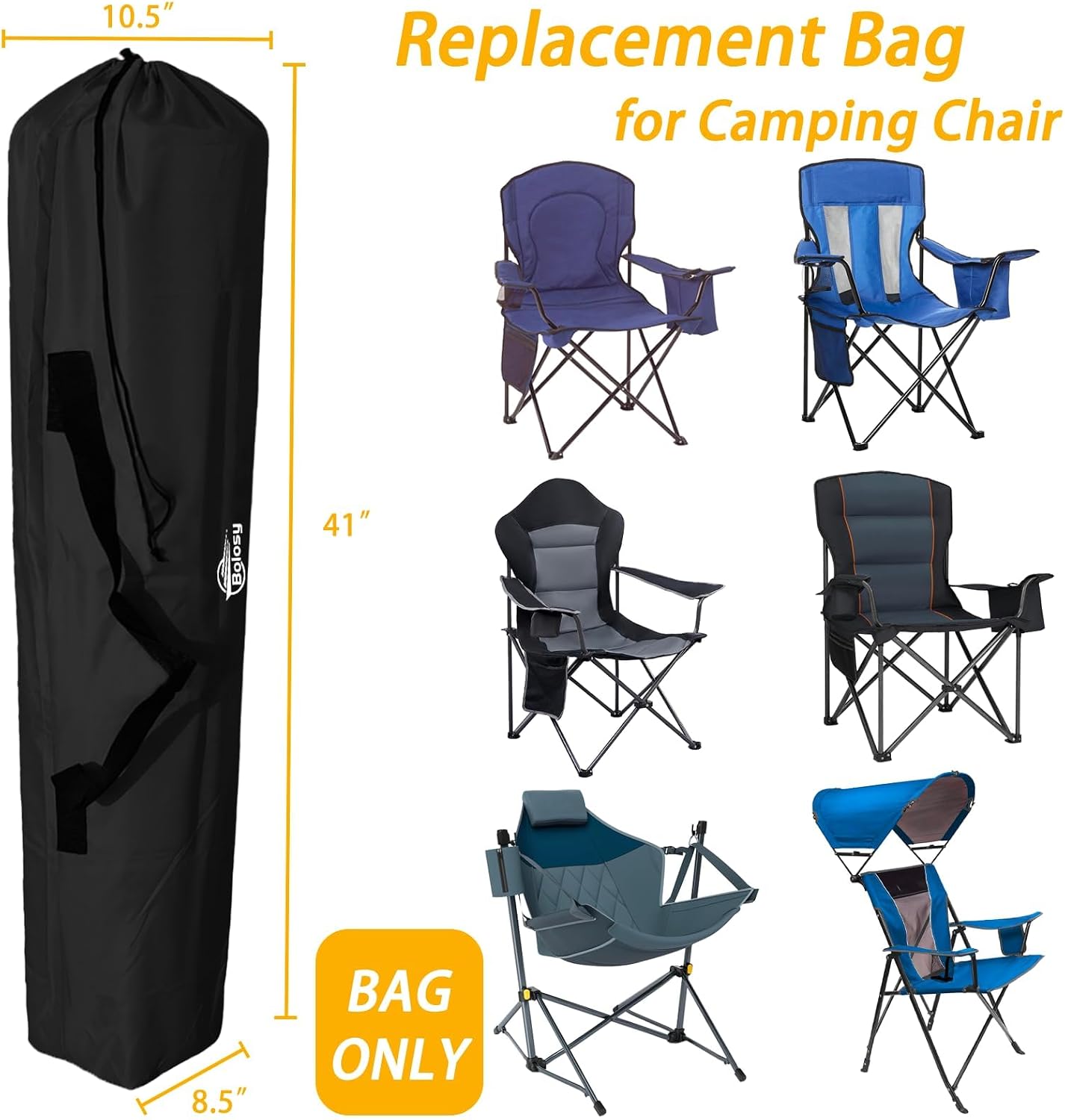 41"x10.5"x8.5" Replacement Bag for Folding Camping Chair, Camp Chairs, Hammock, Yoga Mat, Beach Chair Replacement