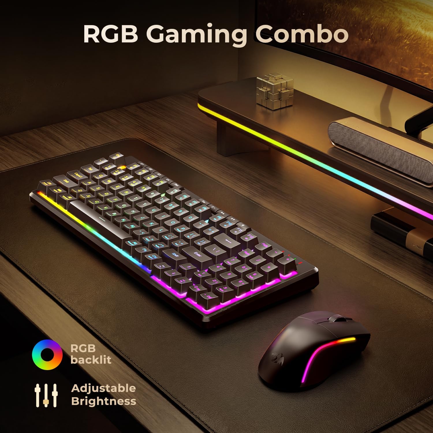 S156 Wireless Keyboard and Mouse with Tri-Mode, Mechanical Feel Keyboard and 4800 DPI 61G Ultra-Light Gaming Mouse