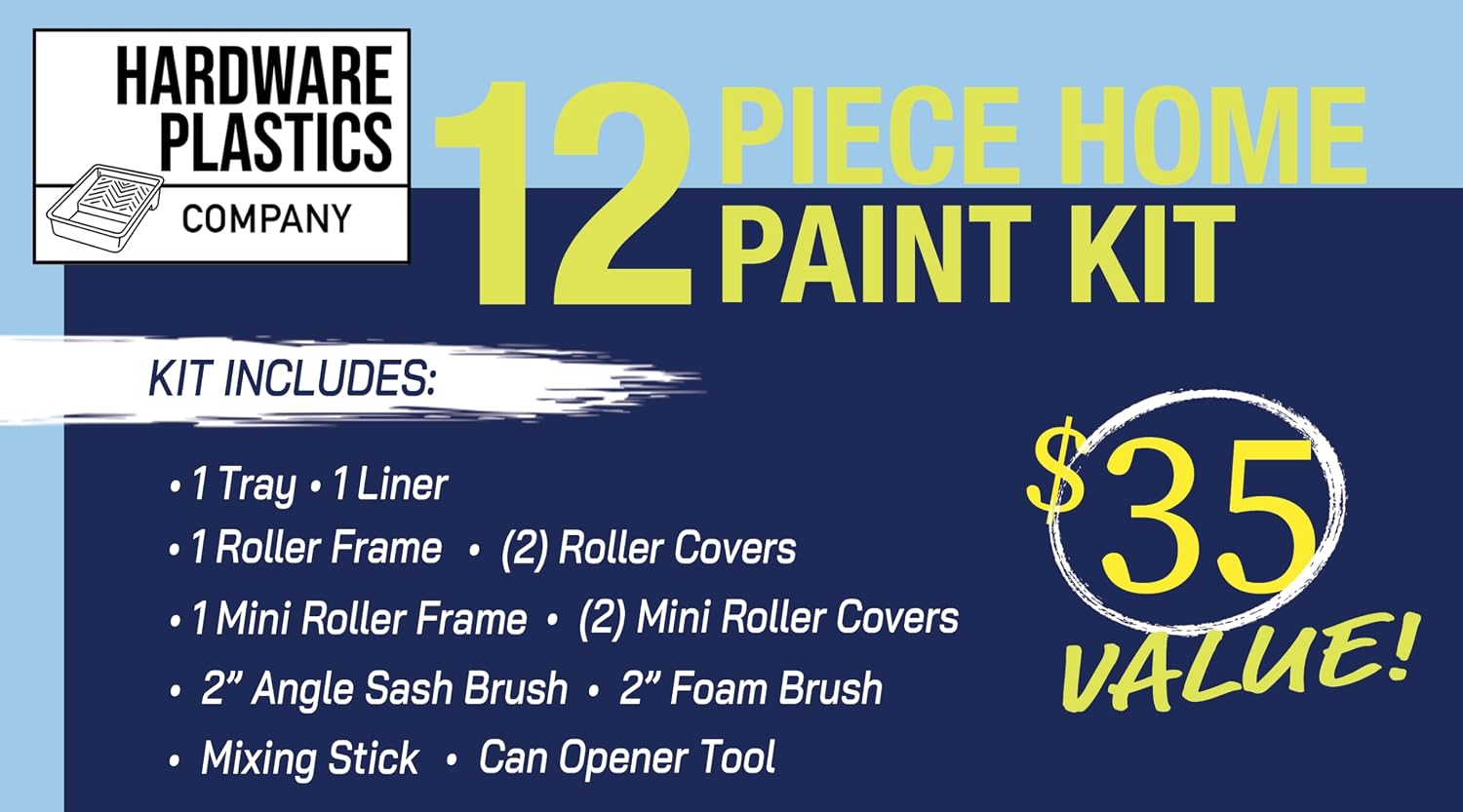 12 Piece Home Paint Kit - Brush, Paint Tray, Liner, Roller, Mini Roller Painting Supplies, Foam Brush, House Painting