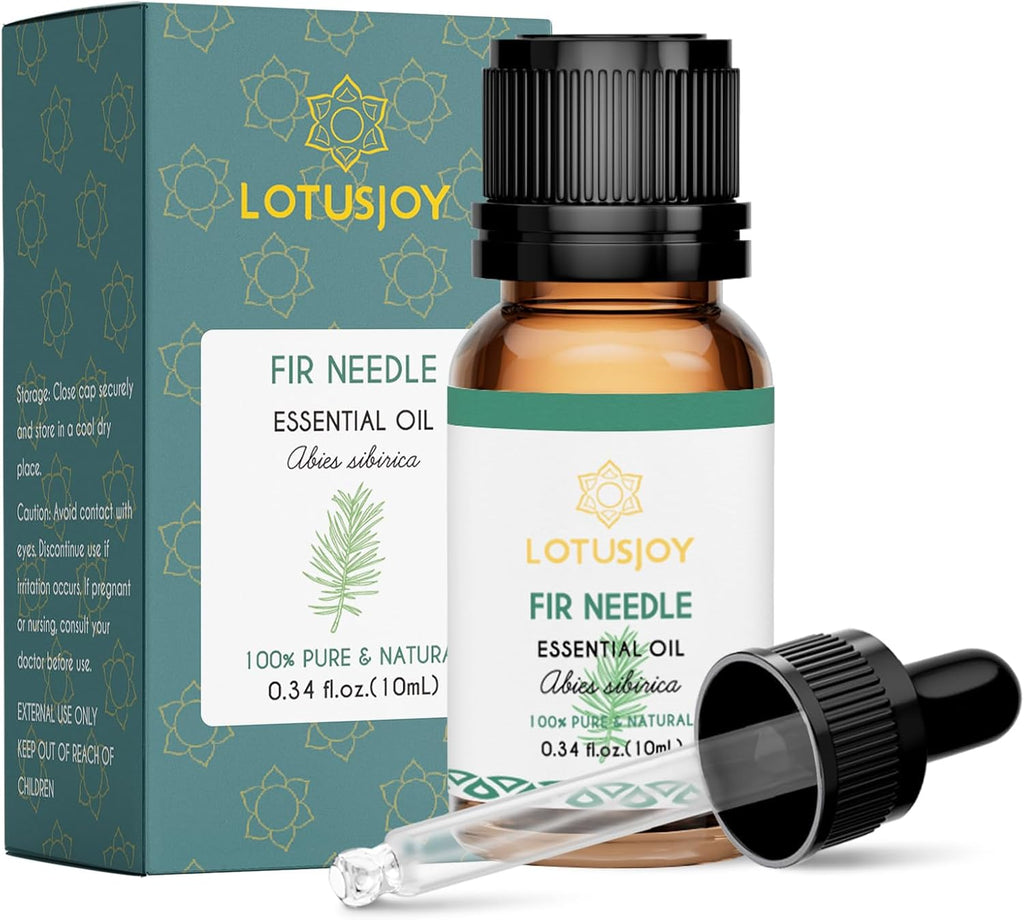 Fir Needle Essential Oil, for Diffuser, Skin, Massage, 0.34 Oz | 100% Pure, Organic, Amber Glass Bottle with Dropper