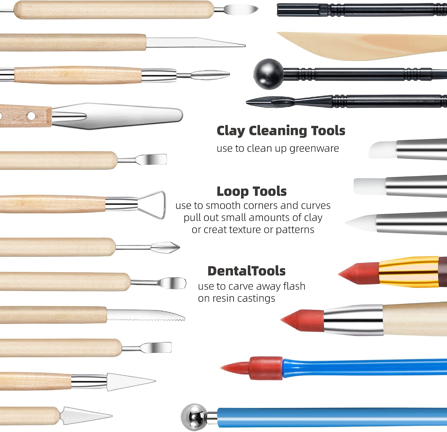 Clay Sculpting Tools for Pottery, Polymer & Air Dry Clay, 44 PCS | Clay modeling tools with an upgraded storage case