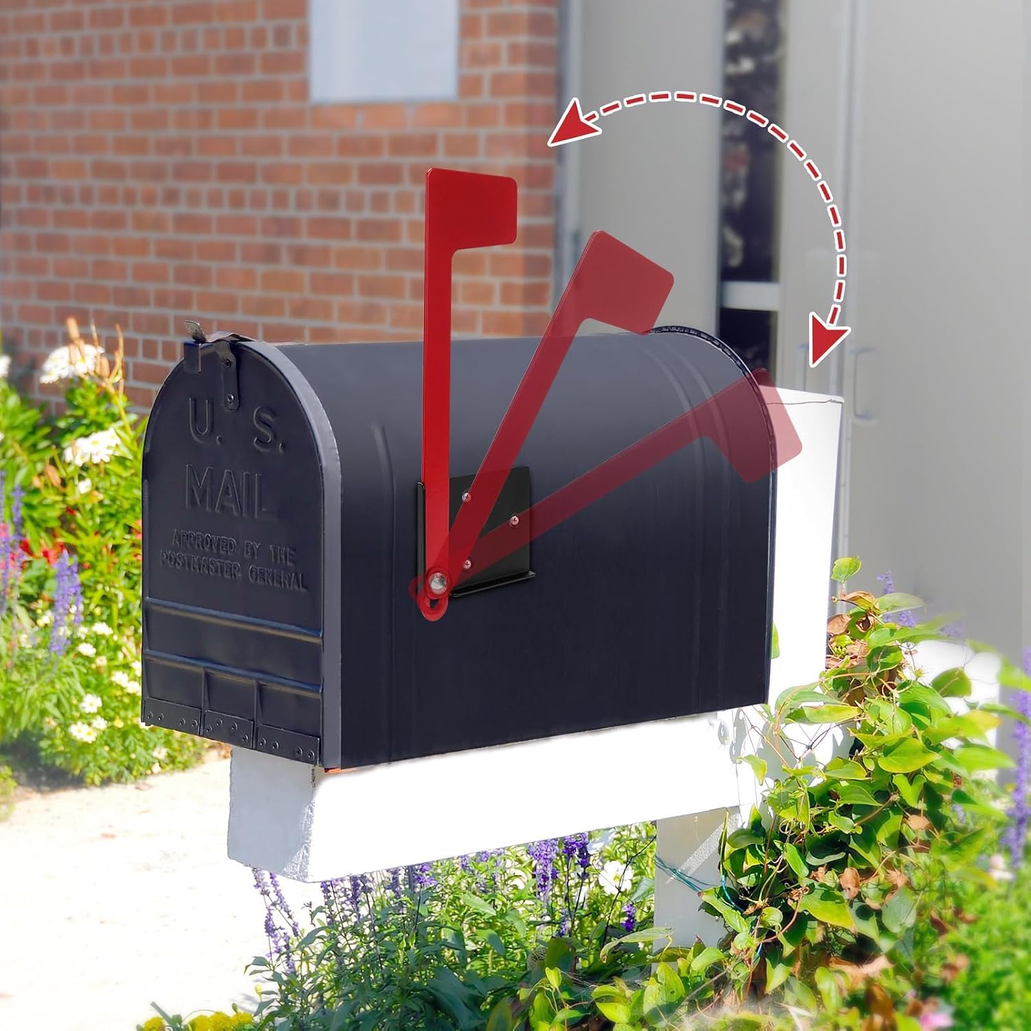 Mailbox Flag Replacement Kit, Galvanized Steel Flag for Mailbox, Mailboxes Accessories, Two-Way Installation Methods