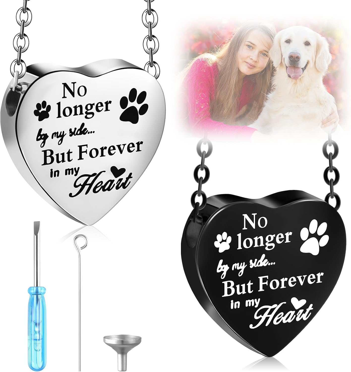 2 Pcs Pet Cremation Jewelry for Ashes Urn Necklace,Retro