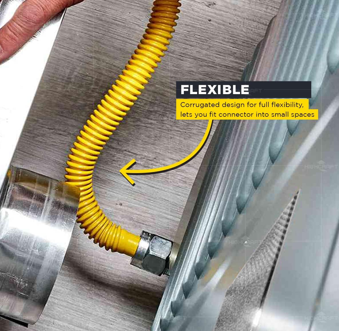 Gas Connector 36 inch Yellow Coated Stainless Steel, 1/2” OD Flexible Gas Hose Connector for Dryer and Water Heater, with 1/2” FIP x 1/2” MIP Stainless Steel Fittings, 36” Gas Appliance Supply Line