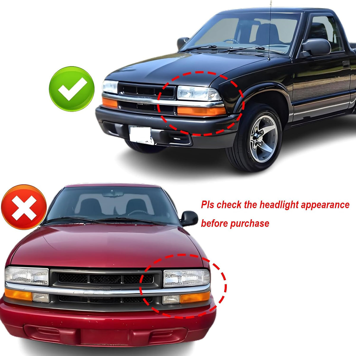 Headlights Assembly for 1998-2004 Chevy S10 Pickup, 1998-2005 Chevy Blazer