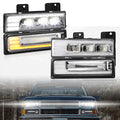 LED Headlights Assembly DOT Approved with DRL Sequential Turn Signal High/Low Beam Start Animation Lights Chrome