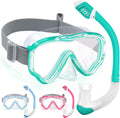 Snorkel Set for Kids 3-14, Dry Top Snorkeling Gear for Boys Girls Youth, Panoramic View Swim Goggles with Nose Cover