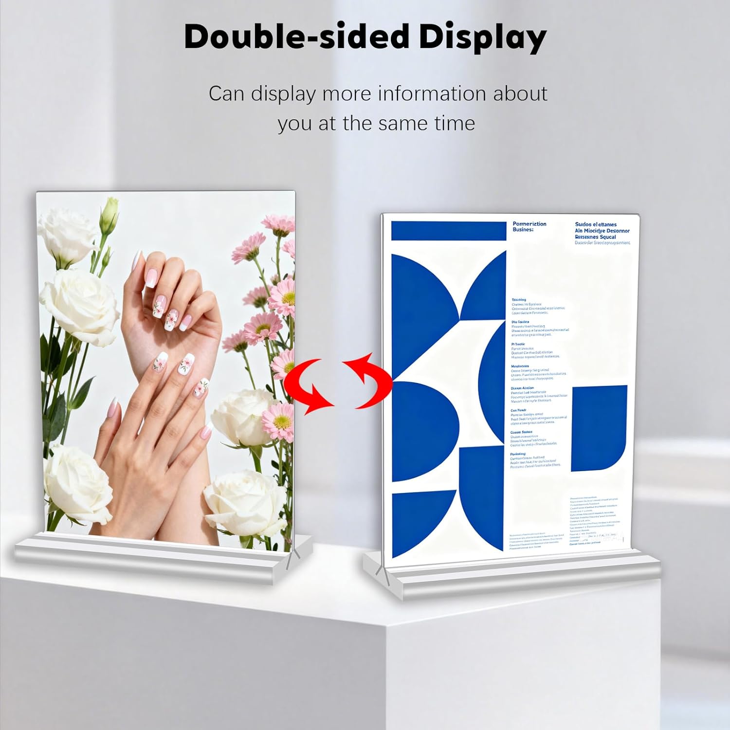 3 Pack Acrylic Sign Holder 8.5x11 Inches, Double Sided Clear Display Stand Table Top Paper Holder, Vertical Menu