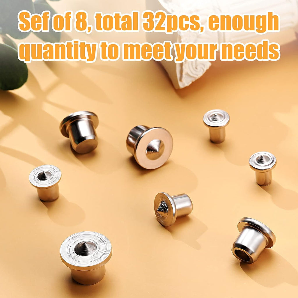 32 Pieces Dowel Pins Center Point Set Solid Hollow Dowel Tenon Center Transfer Plugs Pointed Dowel and Tenon Center