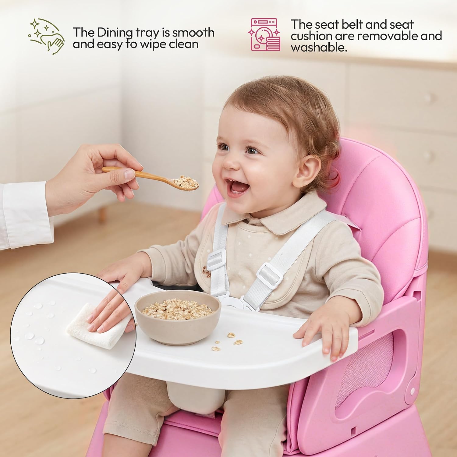 5 in 1 Foldable Baby High Chair,Convertible Highchair for Babies and Toddlers-Portable Infant Booster Seat,Foldable