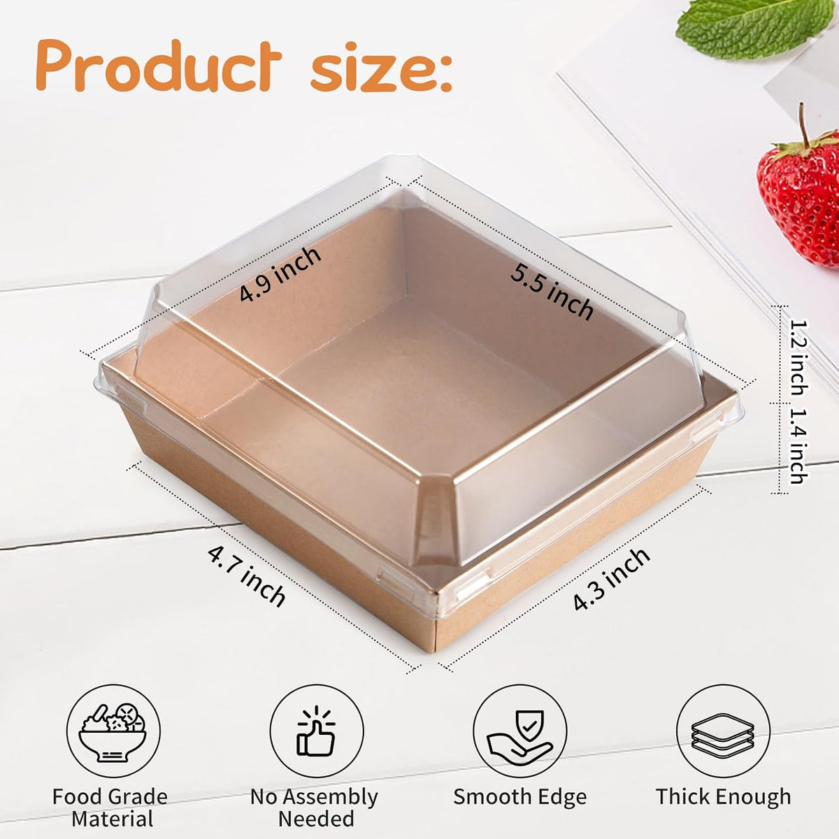 Charcuterie Boxes 20 Pack with Clear Lids, Square Disposable Paper Food Containers to Go Bakery Boxes for