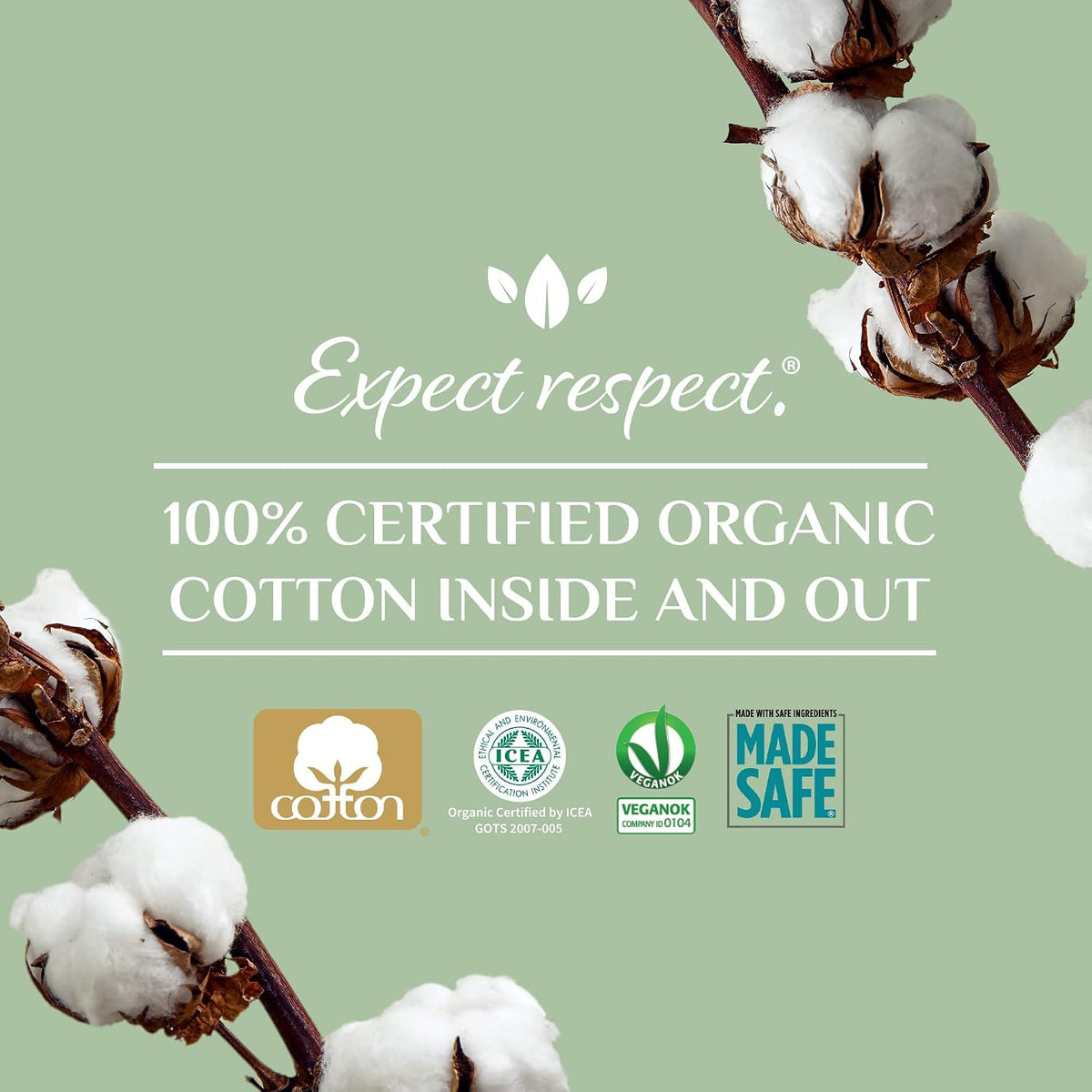 – 100% Organic Cotton Liners for Bladder Leaks, Ultra Thin, 24 Count