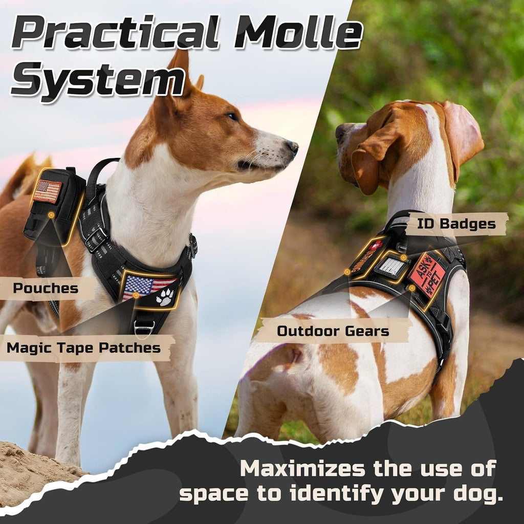 Tactical Dog Harness for Large Dogs, No Pull Military Service Vest with Handle & Molle, Easy Control for Training