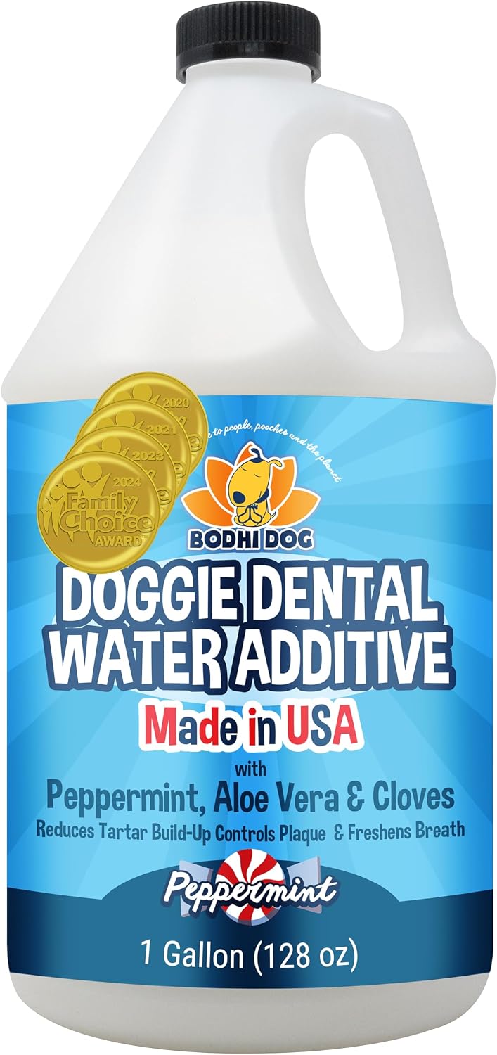 Peppermint Dental Water Additive for Dogs & Puppies - Freshens Breath, Reduces Tartar, Promotes Healthy Gums - Oral