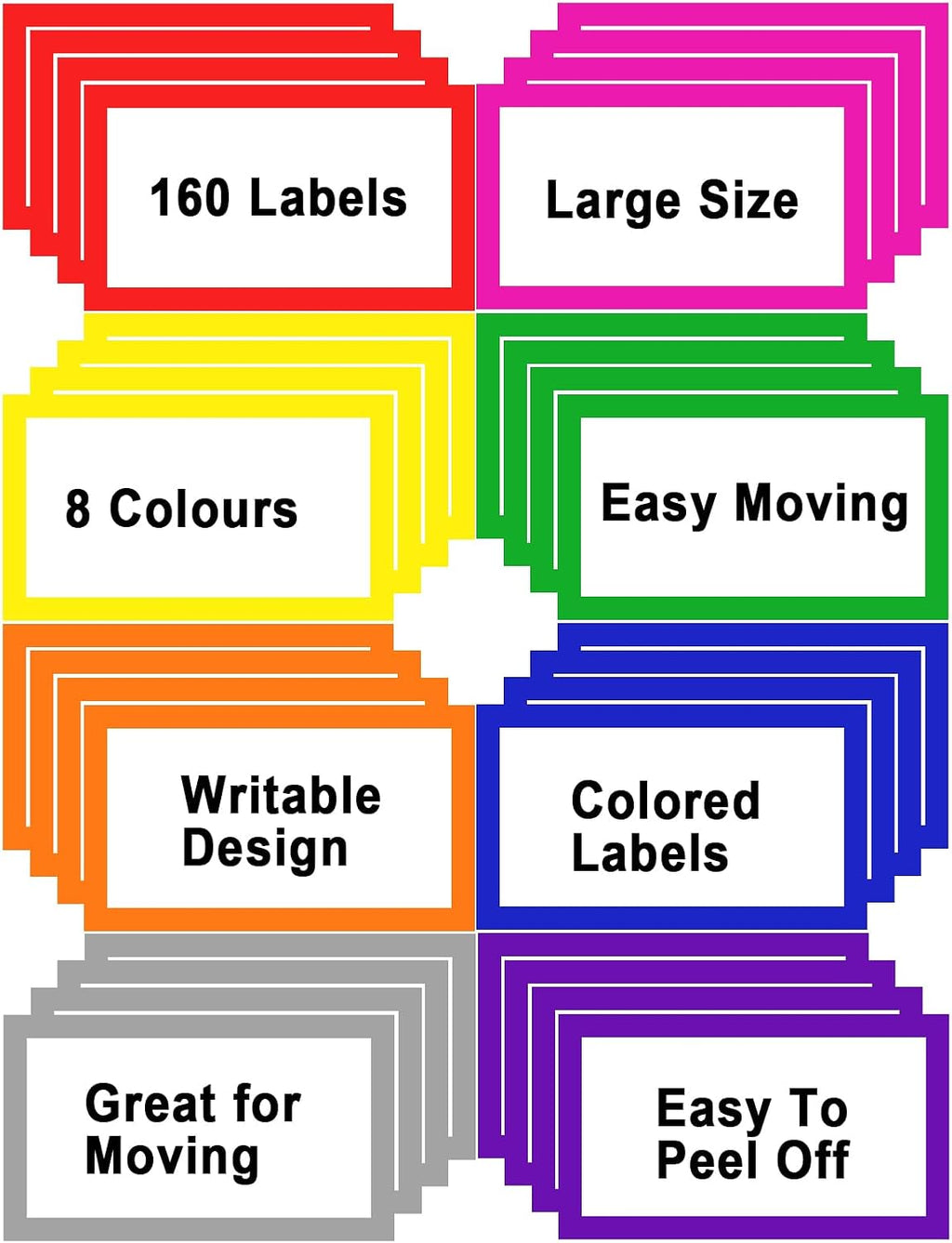 6 x 4 inch Large Moving Labels for Boxes, Blank Moving Boxes Labels Stickers, 160pcs 8 Color Coded Moving Stickers