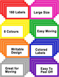 6 x 4 inch Large Moving Labels for Boxes, Blank Moving Boxes Labels Stickers, 160pcs 8 Color Coded Moving Stickers