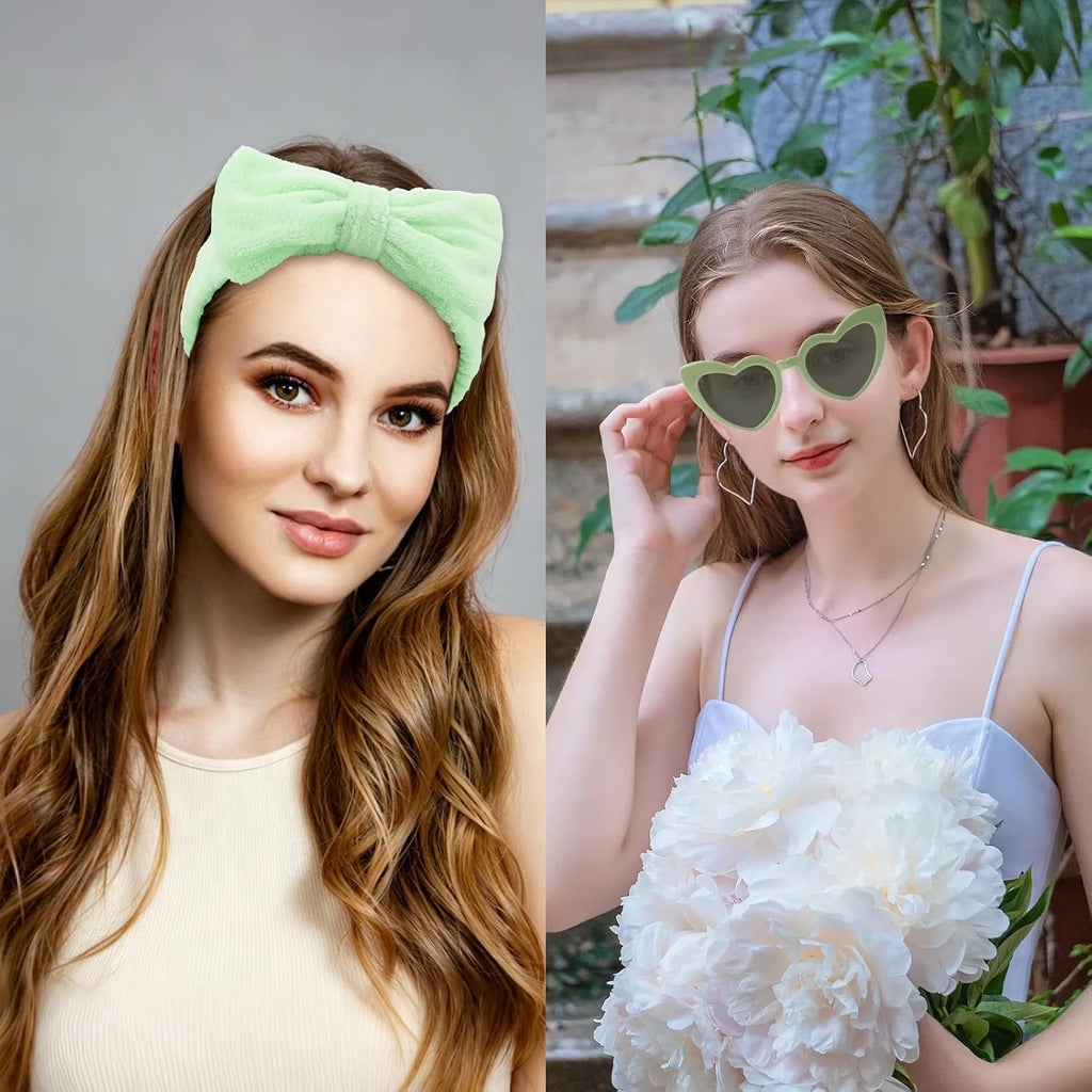 4PCS Bridesmaid Proposal Gift Set Heart Sunglasses White Hair Claw Clip Satin Hair Scrunchies Bridesmaid Spa Headband