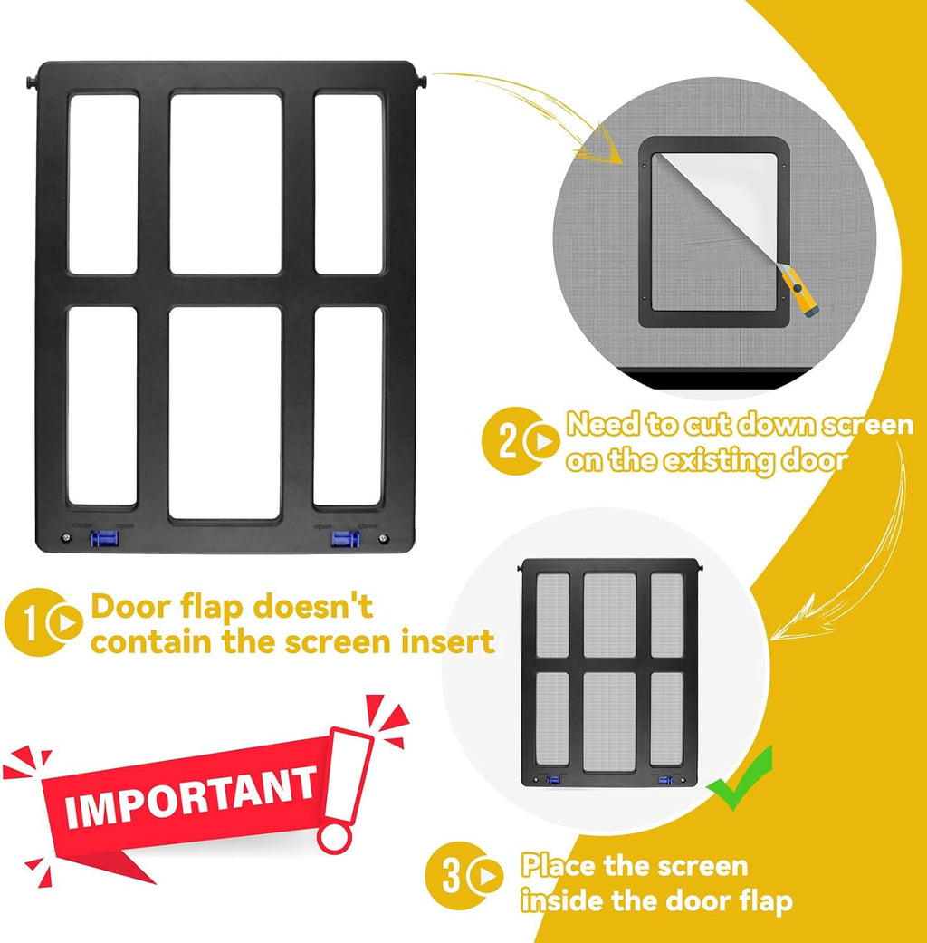 Small Pet Door for Screen Door, Flap Opening 8.3" x 10.3", Window Screen Cat Door Doggy Door, Mesh Door with Magnetic