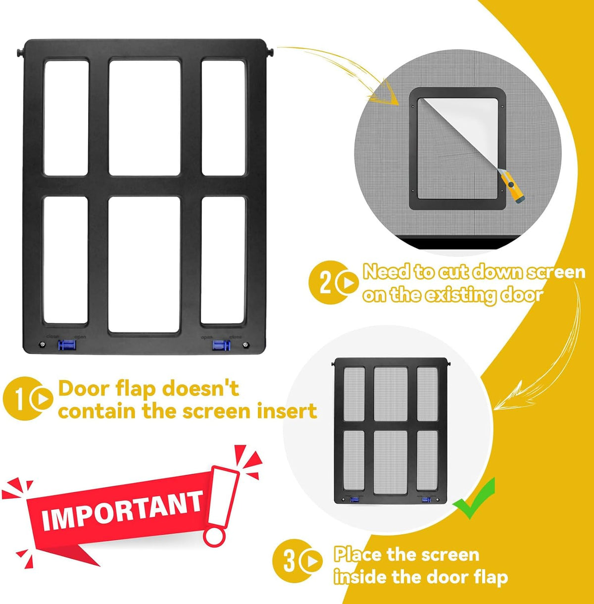 Dog Screen Door for Sliding Screen Door, Flap Opening 11.2" x 14.4", Screen Door with Magnetic Doggie Door Built-in