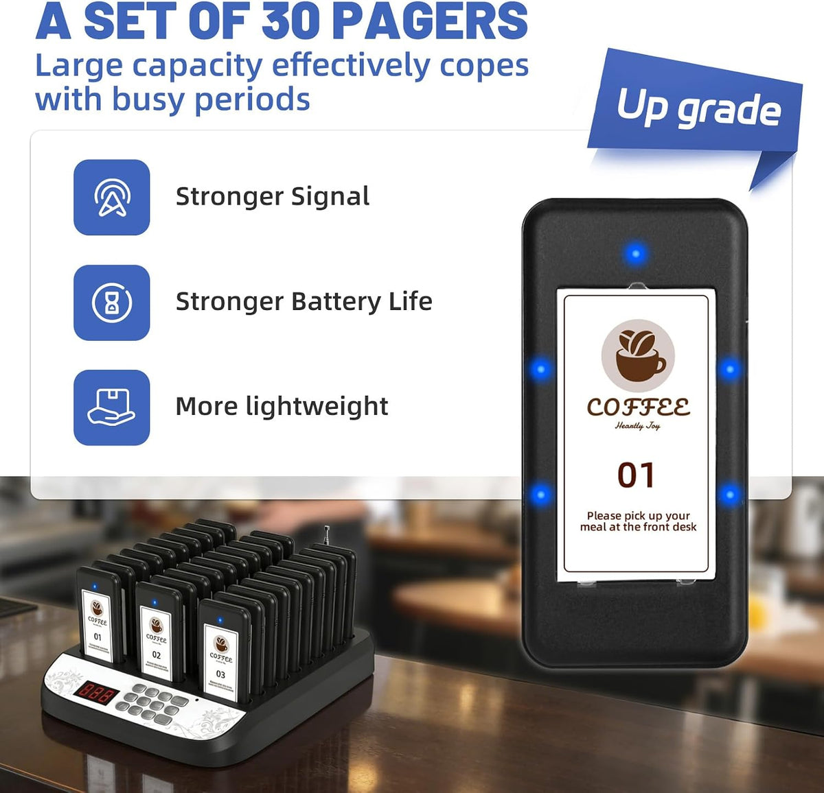 Restaurant Pager System, Beeper Pager for Restaurant,30 Buzzers